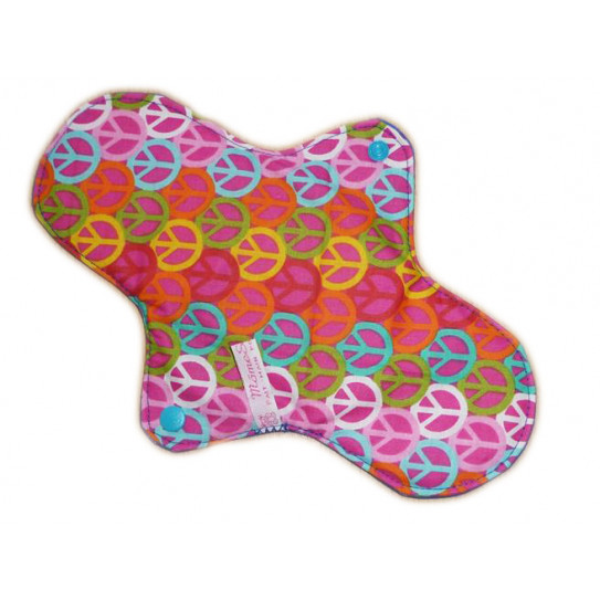 Serviette hygiénique lavable PEACE AND LOVE (L)
