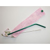 Estuche de viaje para pajita lavable y reutilizable (cepillo incluido) ROSAS