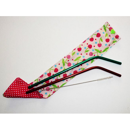Estuche de viaje para pajita lavable y reutilizable (cepillo incluido) CEREZAS Estuche de viaje para pajita lavable y reutilizable (cepillo incluido) CEREZAS