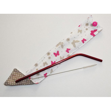 Travel case for washable and reusable straw (brush included) - BUTTERFLIES Travel case for washable and reusable straw (brush included) - BUTTERFLIES