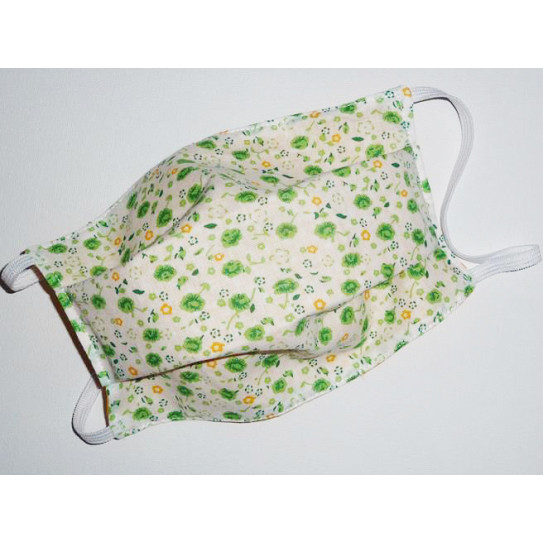 GREEN CARNATIONS reversible washable fabric mask
