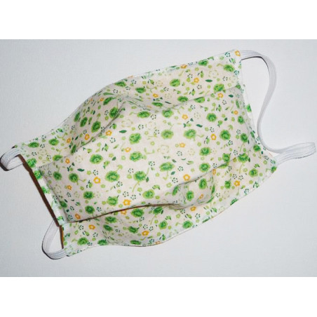 GREEN CARNATIONS reversible washable fabric mask GREEN CARNATIONS reversible washable fabric mask