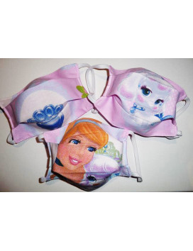 Conjunto de 3 máscaras de tela lavables y reversibles para niños CINDERELLA (PRINCESSES)