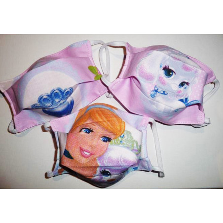 Lot 3 reversible waschbare Stoffmasken für Kinder CINDERELLA (PRINZESSINEN) Lot 3 reversible waschbare Stoffmasken für Kinder CINDERELLA (PRINZESSINEN)