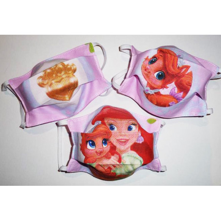 Lot 3 reversible waschbare Stoffmasken für Kinder ARIEL DIE KLEINE MEERJUNGFRAU (PRINZESSINEN) Lot 3 reversible waschbare Stoffmasken für Kinder ARIEL DIE KLEINE MEERJUNGFRAU (PRINZESSINEN)