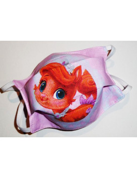 Lot 3 reversible waschbare Stoffmasken für Kinder ARIEL DIE KLEINE MEERJUNGFRAU (PRINZESSINEN)