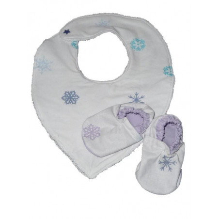 Ensemble bavoir bandana et chaussons SNOW Ensemble bavoir bandana et chaussons SNOW