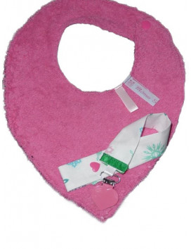Ensemble bavoir bandana et attache-tétine PINK SNOW