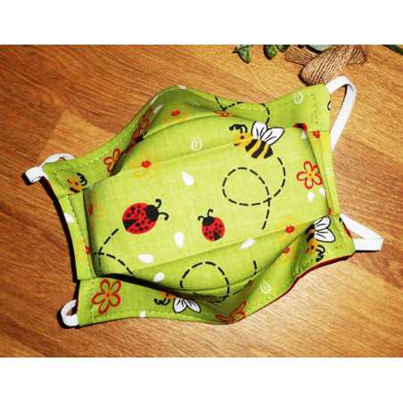 BEE AND LADYBUG reversible washable fabric mask BEE AND LADYBUG reversible washable fabric mask