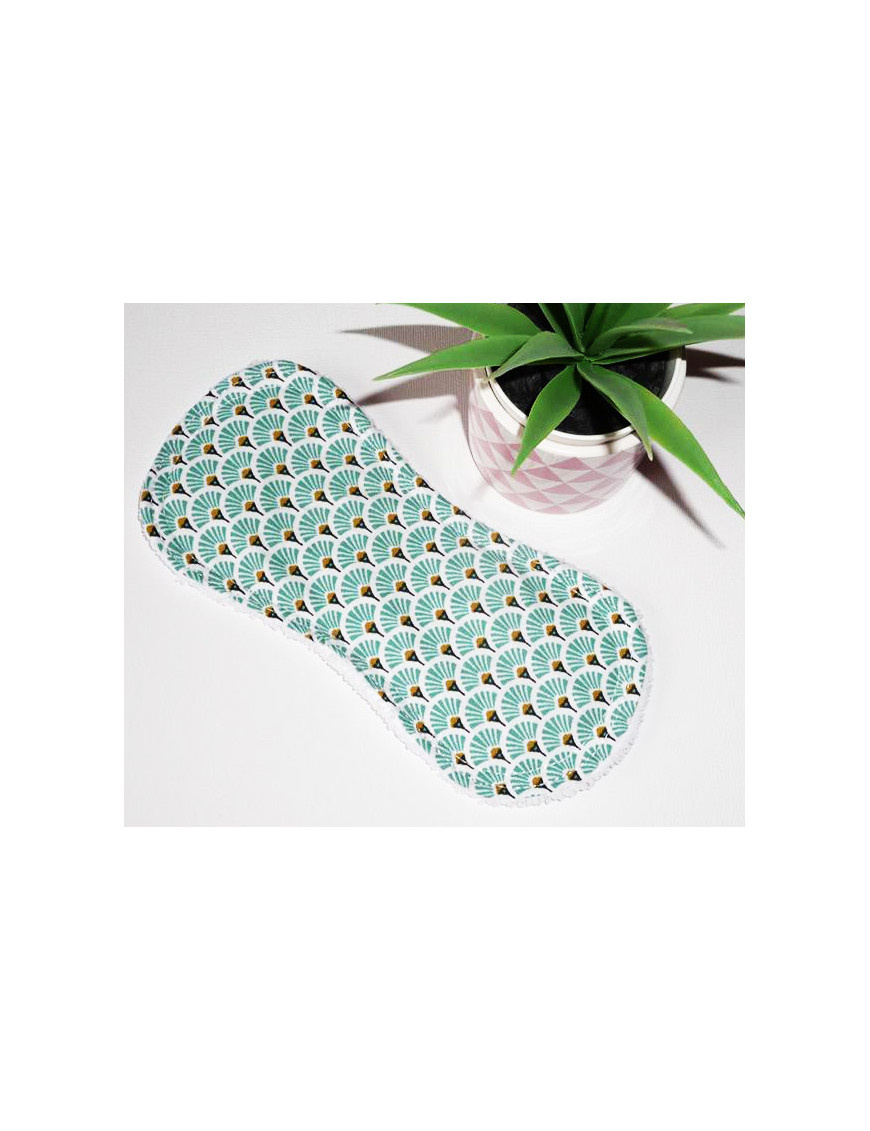 Protège-slip lavable sans ailettes EVENTAILS TURQUOISE (19 cm)