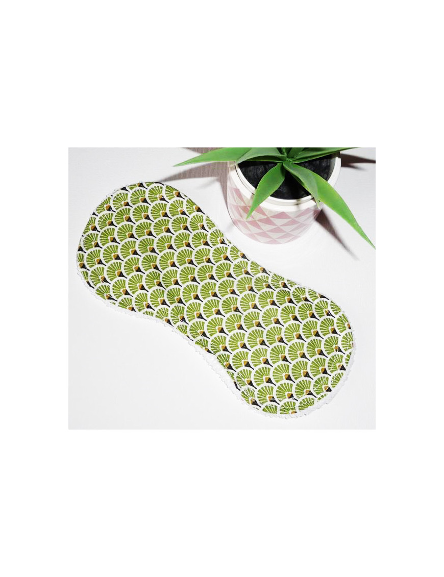 Protège-slip lavable sans ailettes EVENTAILS VERTS (19 cm)