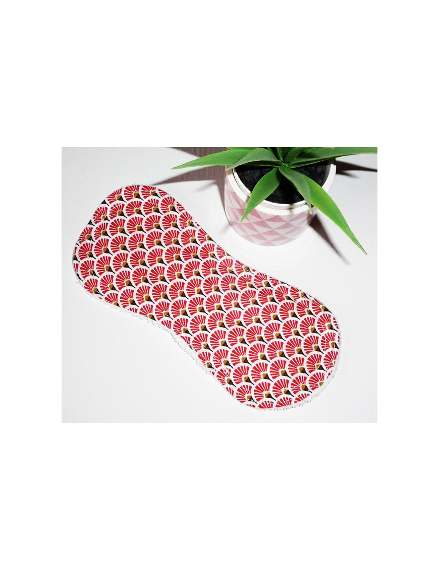 Protège-slip lavable sans ailettes EVENTAILS ROUGES (19 cm)