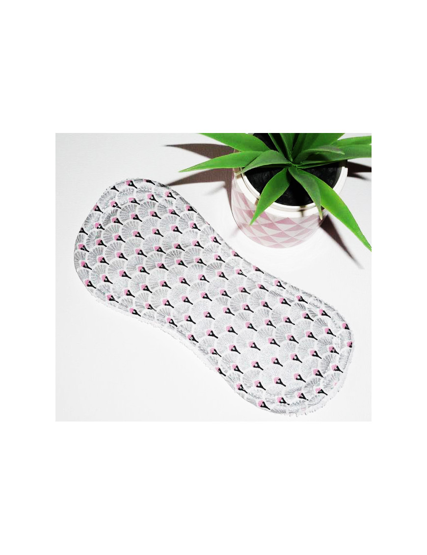 Protège-slip lavable sans ailettes EVENTAILS ARGENT (19 cm)