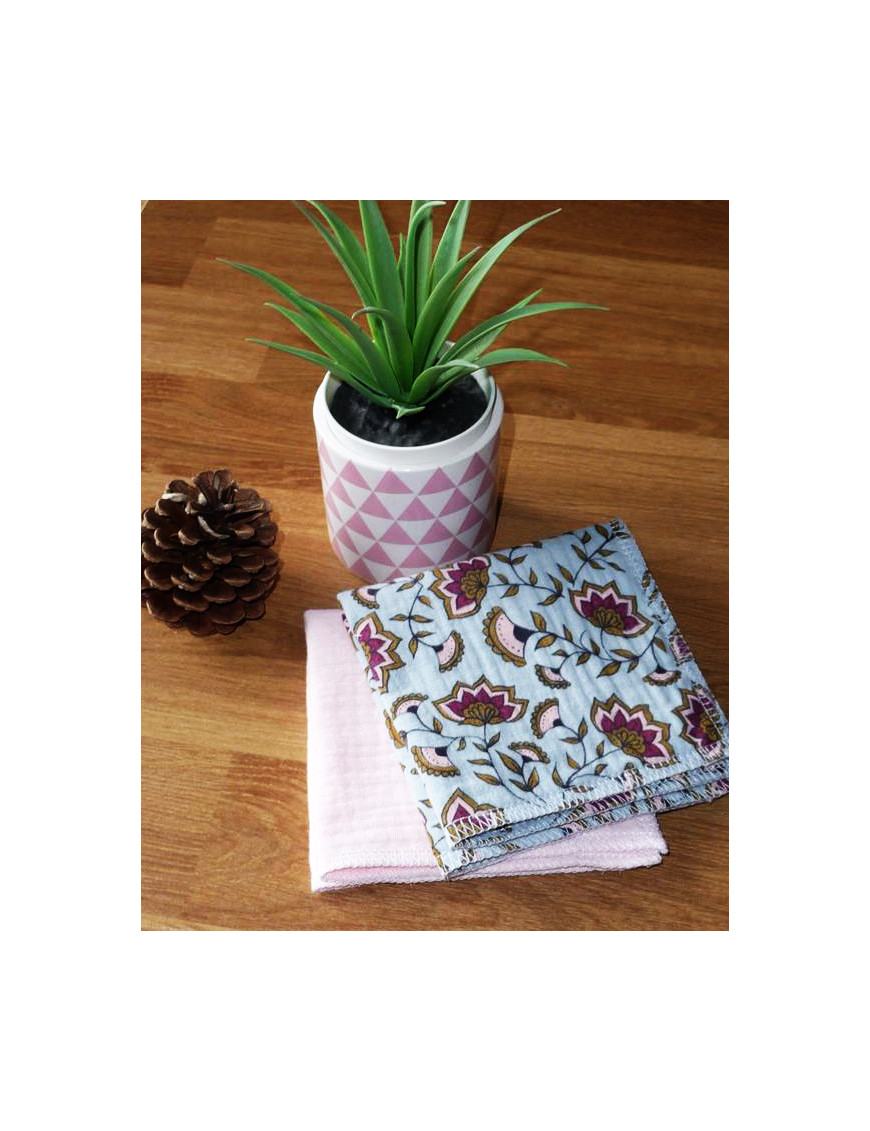 Washable and reusable double-ply cotton handkerchiefs