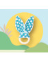 Rattle wooden teething ring with rabbit ears in cotton - STARS LAGON - (with bells)