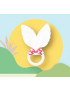 Wooden rabbit ears teething rattle ring - STARS RUBY - (with bell)