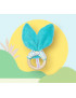 Anello Rattle dentizione di legno con le orecchie di coniglio di cotone - WAVES - (con campana)