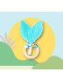 Rattle Ring mit Baumwollkaninchenohren Holz Zahnen - Wisty BOY -