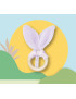 Rattle wooden teething ring with rabbit ears in cotton - FLOCONS -