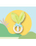 Anello Rattle dentizione di legno con le orecchie di coniglio cotone - Fiori -