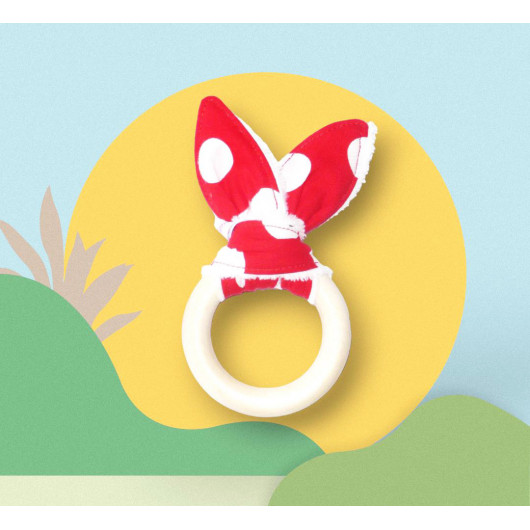 Rattle teether rabbit ears in cotton - PEAS Rattle teether rabbit ears in cotton - PEAS