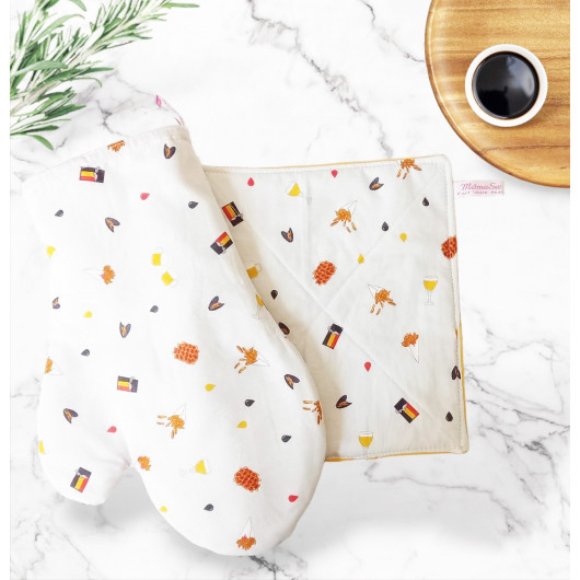 Oven mitt and pot holder - BELGIUM Oven mitt and pot holder - BELGIUM