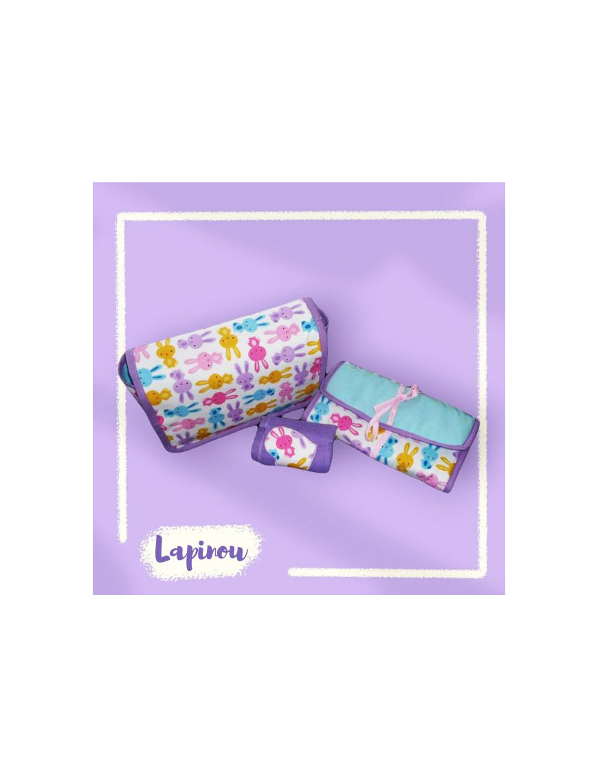 Sac à langer + matelas de change + lange doudou - LAPINOU