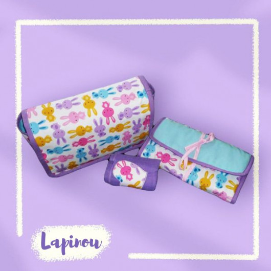 Wickeltasche + Wickelmatte + lange Decke - Rabbits