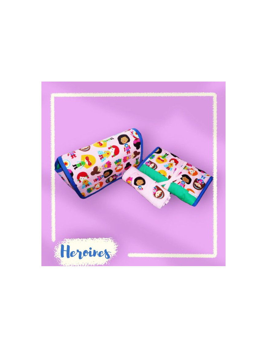 Bolsa de pañales + cambiador + manta Lange - HEROINES PEQUEÑAS