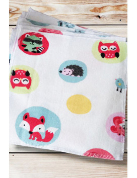 Washable and reusable organic flannel handkerchiefs - FOREST ANIMALS