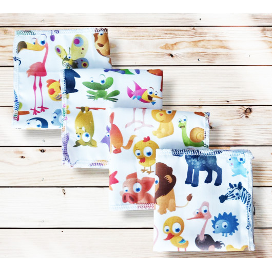 Pañuelos de algodón lavables y reutilizables - ANIMALES Pañuelos de algodón lavables y reutilizables - ANIMALES
