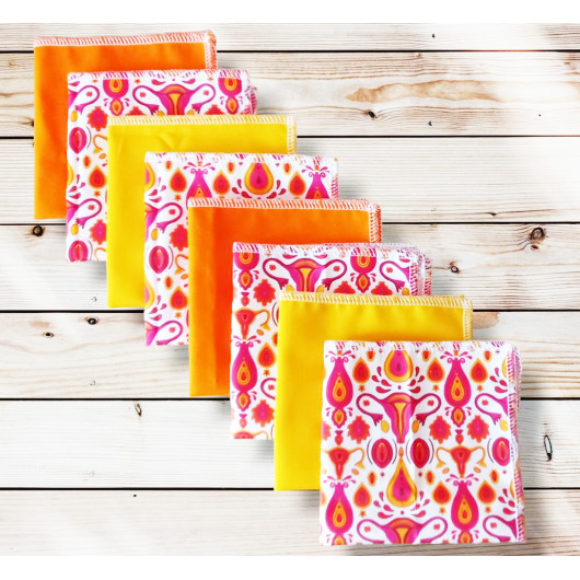 Washable and reusable cotton handkerchiefs - UTERUS RETRO Washable and reusable cotton handkerchiefs - UTERUS RETRO