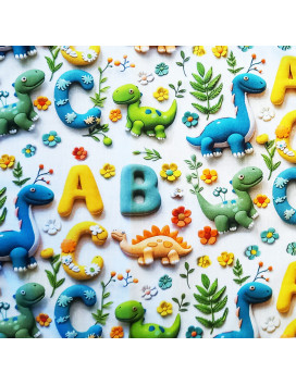 Washable and reusable cotton handkerchiefs - DINOSAURS (3D effect)