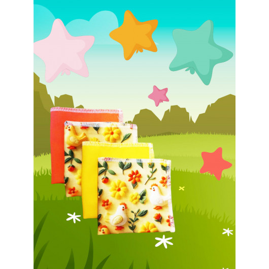 Large washable and reusable cotton handkerchiefs - THE FARM (3D effect) Large washable and reusable cotton handkerchiefs - THE FARM (3D effect)