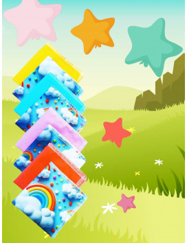 Washable and reusable cotton handkerchiefs - RAINBOW (3D effect)