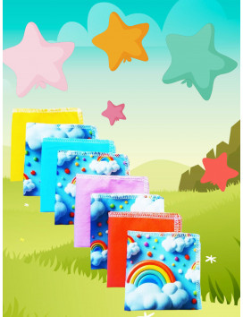 Pañuelos de algodón lavables y reutilizables - ARCO IRIS (efecto 3D)