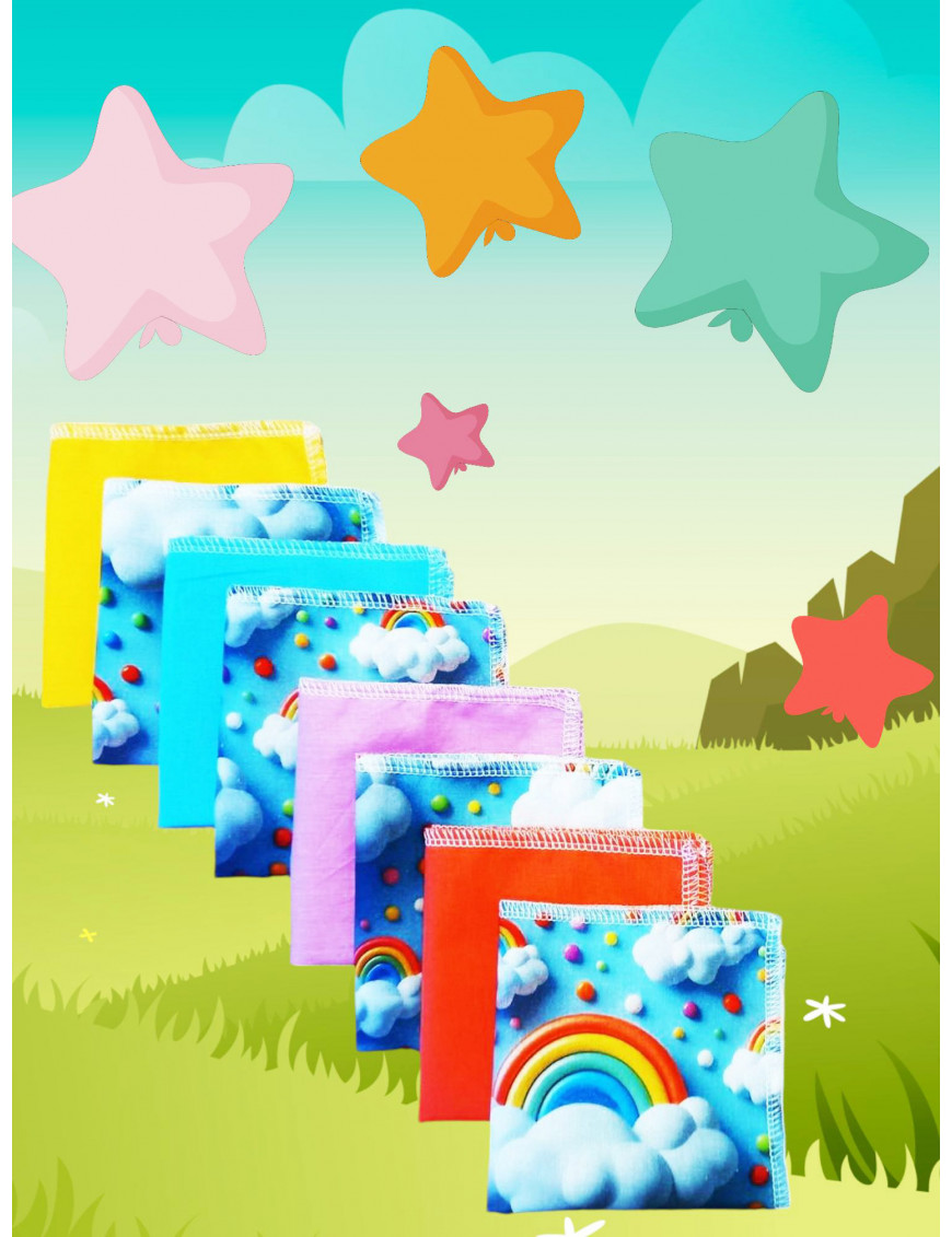 Pañuelos de algodón lavables y reutilizables - ARCO IRIS (efecto 3D)
