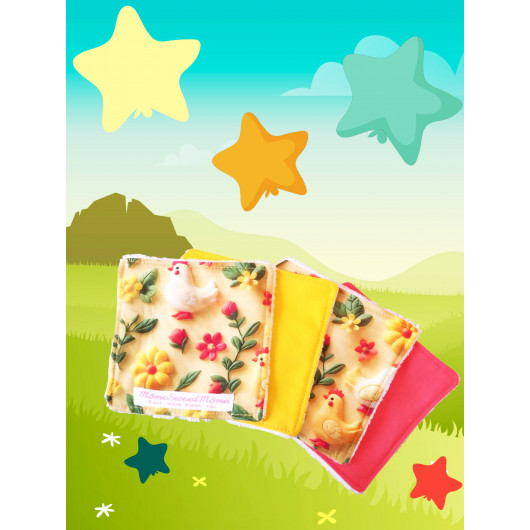 Grandes lingettes lavables LA FERME - 3D (lot de 4) Grandes lingettes lavables LA FERME - 3D (lot de 4)