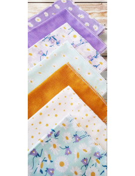 Washable and reusable cotton handkerchiefs - DAISIES