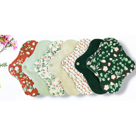 Pack 7 serviettes hygiéniques lavables EUCALYPTUS (M) Pack 7 serviettes hygiéniques lavables EUCALYPTUS (M)