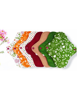 Packung mit 7 waschbaren Damenbinden - WILDBLUMEN (M)