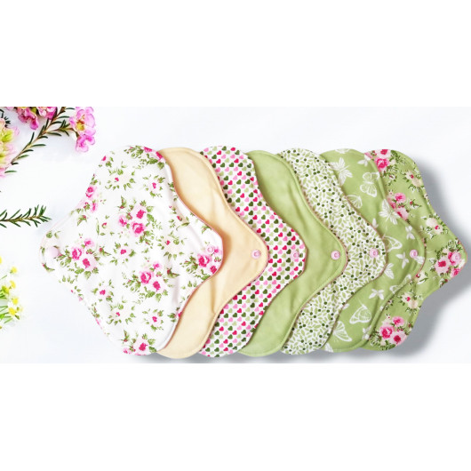 Pack de 7 compresas lavables - ROSAS (M) Pack de 7 compresas lavables - ROSAS (M)