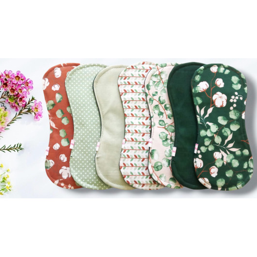 Pack 7 serviettes hygiéniques lavables sans ailettes - EUCALYPTUS (S) Pack 7 serviettes hygiéniques lavables sans ailettes - EUCALYPTUS (S)