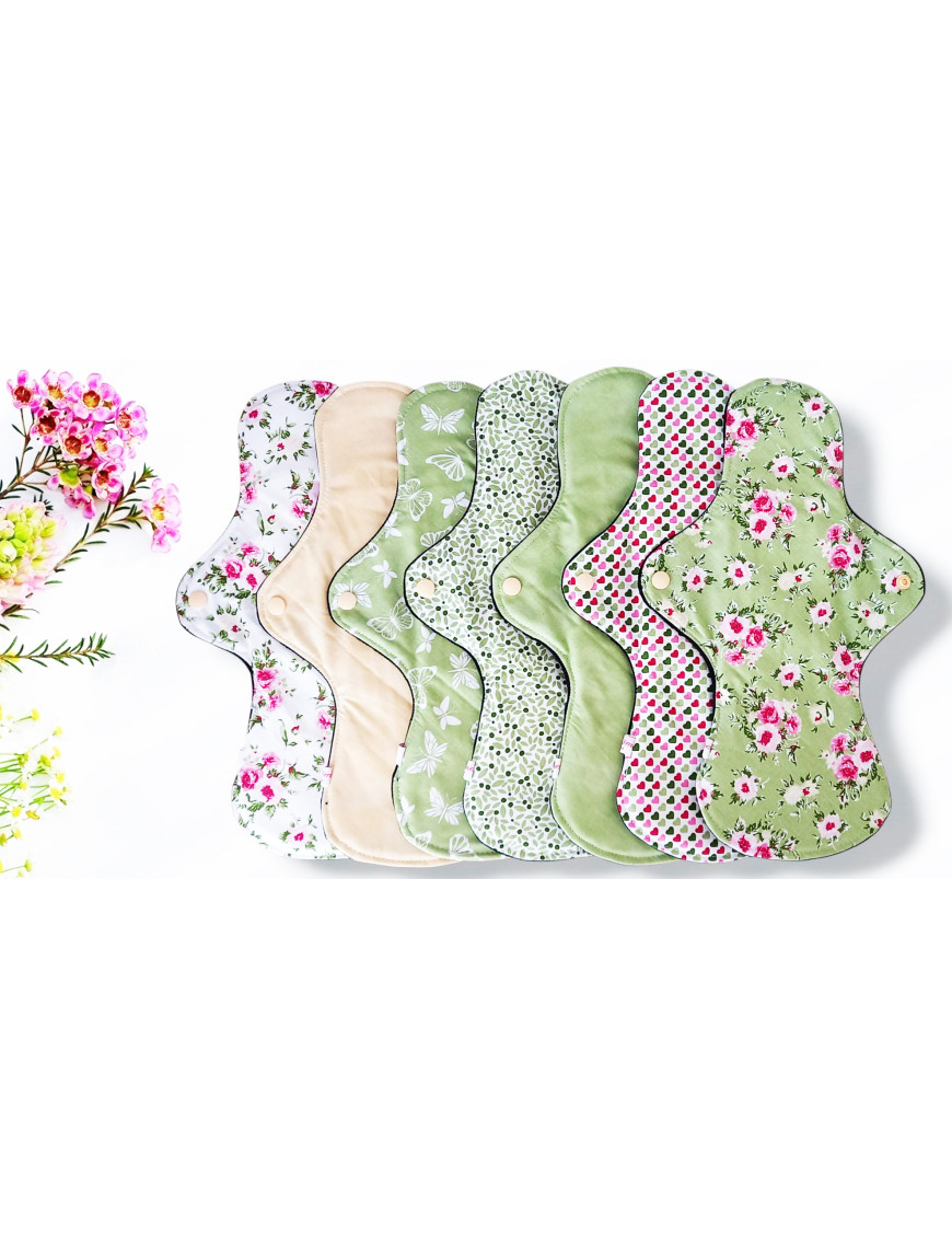 Confezione da 7 assorbenti igienici lavabili ROSA (XL/NOTTE)