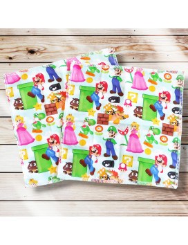 Wasbare en herbruikbare katoenen zakdoeken - SUPER MARIO (22 x 22 cm)
