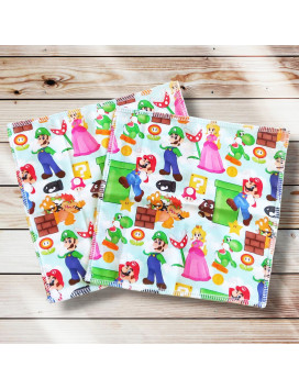 Pañuelos de algodón lavables y reutilizables - SUPER MARIO (20 x 20 cm)