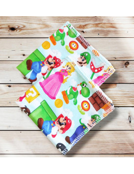 Pañuelos de algodón lavables y reutilizables - SUPER MARIO (20 x 20 cm)