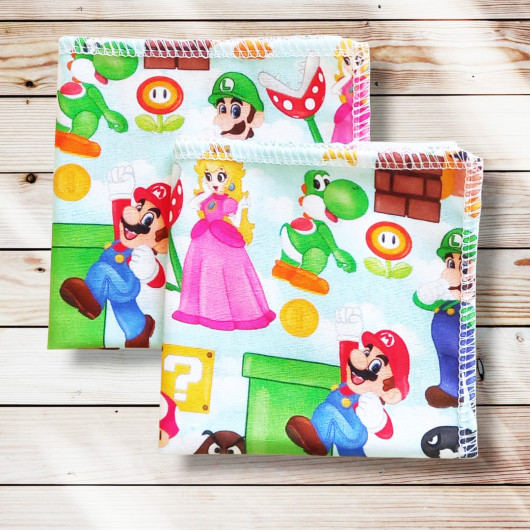 Wasbare en herbruikbare katoenen zakdoeken - SUPER MARIO (20 x 20 cm)