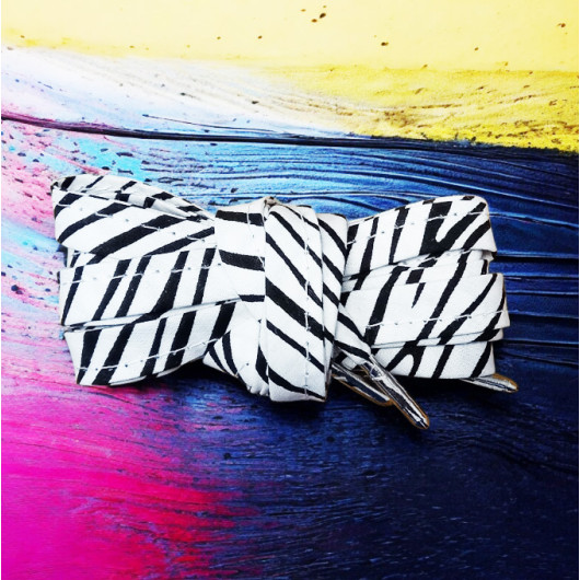 Coppia di lacci in tessuto - ZEBRA (nero e bianco)
