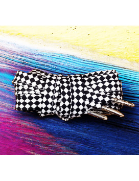 Pair of fabric shoelaces - CHECKERBOARD (black and white)